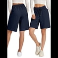 thumbnail image 3 of Pantalones Cortos Holgados con Bolsillos para Mujer, Hasta la Rodilla, para Yoga, Caminar, Hacer Ejercicio, Informales Azul Marino M, 3 of 7