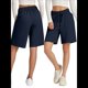 thumbnail image 3 of Pantalones Cortos Holgados con Bolsillos para Mujer, Hasta la Rodilla, para Yoga, Caminar, Hacer Ejercicio, Informales Azul Marino XL, 3 of 7