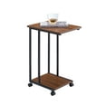 thumbnail image 1 of JJS Side End C Table for Sofa, Living Room Couch Table Snack Table That Slide Under for Small Spaces, Walnut, 1 of 2