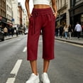 thumbnail image 2 of LumiAtelier Womens Winter Casual Capri Joggers Stretch Fleece Fabric Drawstring Elastic Waist Button Cuff Loose Cropped Pants With Side Pockets, 2 of 7