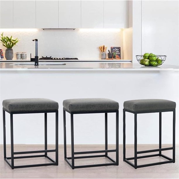 XINiHoXe Bar Stools Set of 3 Counter Height 24" Bar Stools Backless Bar
