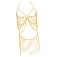 thumbnail image 3 of Falda de cadena con borlas y sujetador de bikini para traje de baño con adornos para discotecas dorado, 3 of 8
