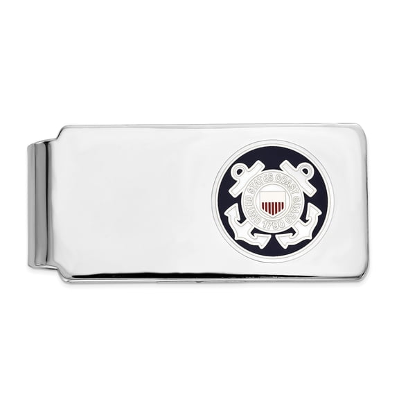 Sterling Silver Rhodium-plated U.S. Coast Guard Money Clip