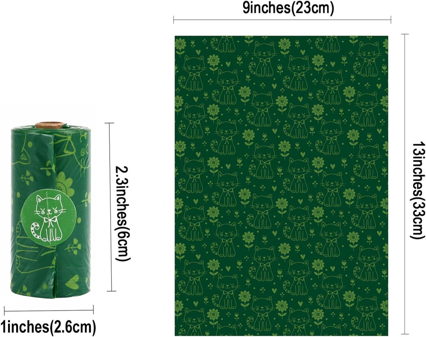 40PCS Pet Waste Sacks with Bag Dispenser, Certified Compostable Dog Poop Bags Landfill Friendly and Leakproof Dog Waste Bags (Pink & Green)