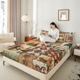 thumbnail image 4 of Manfei Aztec Geonetric Queen Sheet Sets for Adult, Farmhouse Lodge Cabin Flat Sheet, Wildlife Animal Queen Fitted Sheet, Microfiber Bedroom Decor, 4pcs, 4 of 7