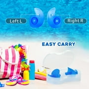 Swimming Earplugs , 3 Pairs, Silicone Comfortable Earbuds with Storage Case for Adults, Children Prevent Swimmer`s Ear(Blue-L)