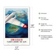 thumbnail image 2 of Flights around the Alps - Swissair - Vintage Airline Travel Poster by Eugene Häfelfinger c.1937 - Master Art Print (Unframed) 12in x 18in, 2 of 4