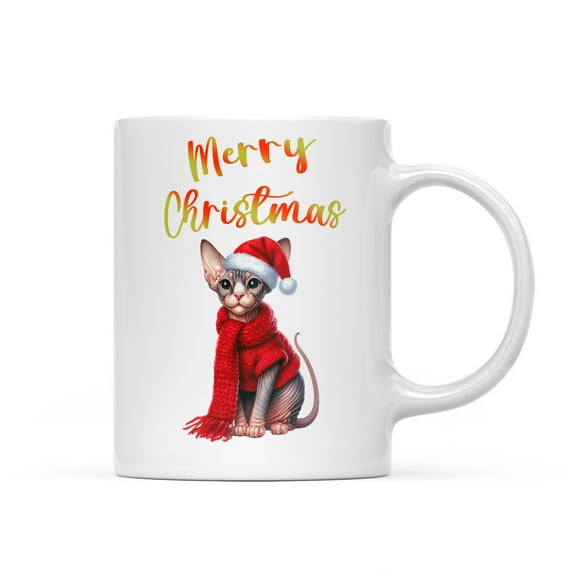 Merry Christmas Sphynx Enjoys Catmas Winter Xmas Holiday Mug Cat Lover Kitten Owner Gifts Idea Coffee Tea Cup - 02022