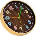 OHOIOLLA Silent Coffee Wooden Wall Clock for Home Decor with Arabic ...