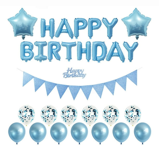 Conjunto de decoraciones para fiesta de cumpleaños Niños Niñas Mujeres Suministros para fiesta de cumpleaños de bebé Globos de feliz cumpleaños Banner Cortinas para decoraciones de fiesta de cumpleaño yeacher natural