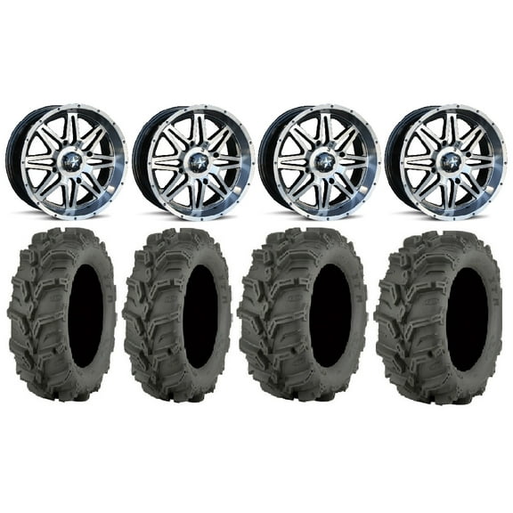 MSA Dark Tint Vibe 14" UTV Wheels 27" Mud Lite XTR Tires Polaris RZR XP 1000 / PRO XP / Ranger XP 900/1000