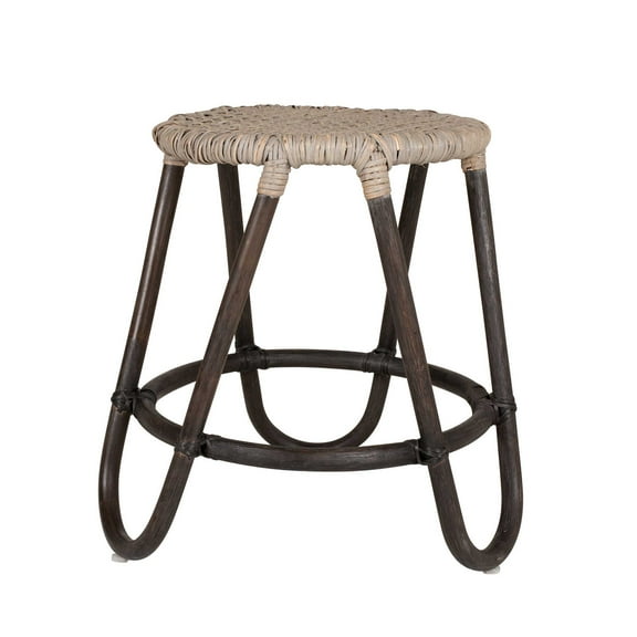 Bengkok Round Dark Brown Natural Woven Rattan Side Table by East at Main 16"Diameter x 20.5"Height