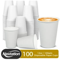 Coffee Cups 12oz 100 Pack, White Disposable Paper Cups for Hot and Cold Drinks, Ideal for Parties, Events, and Office Use