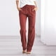 thumbnail image 3 of Pantalones casuales lisos con cintura elástica para mujer, largos, con cordón y corte recto, 3 of 3