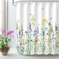 thumbnail image 2 of Floral Shower Curtain for Bathroom Flower Shower Curtain Watercolor Shower Curtain Colorful Butterfly Flowered Plant Wildflower Shower Curtain with Hooks, Machine Washable, 72''''Wx72''''H Spring, 2 of 5