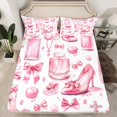 thumbnail image 2 of Manfei Princess High Heels Queen Sheet Sets,Perfume Pearl Diamond Flat Sheet,Pink Bow Knot Queen Fitted Sheet For Child,Ultra Soft Home Decor,4pcs, 2 of 7