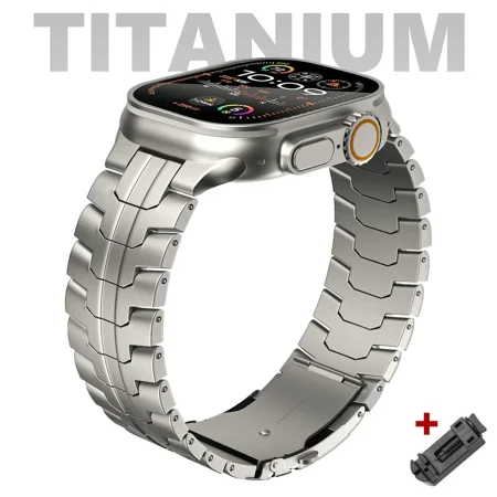 Luxury Titanium Band For Apple Watch Ultra 2 49mm 45mm 44mm 42mm Bracelet For iWatch Series 9 8 7 6 SE 5 4 Business Metal Strap