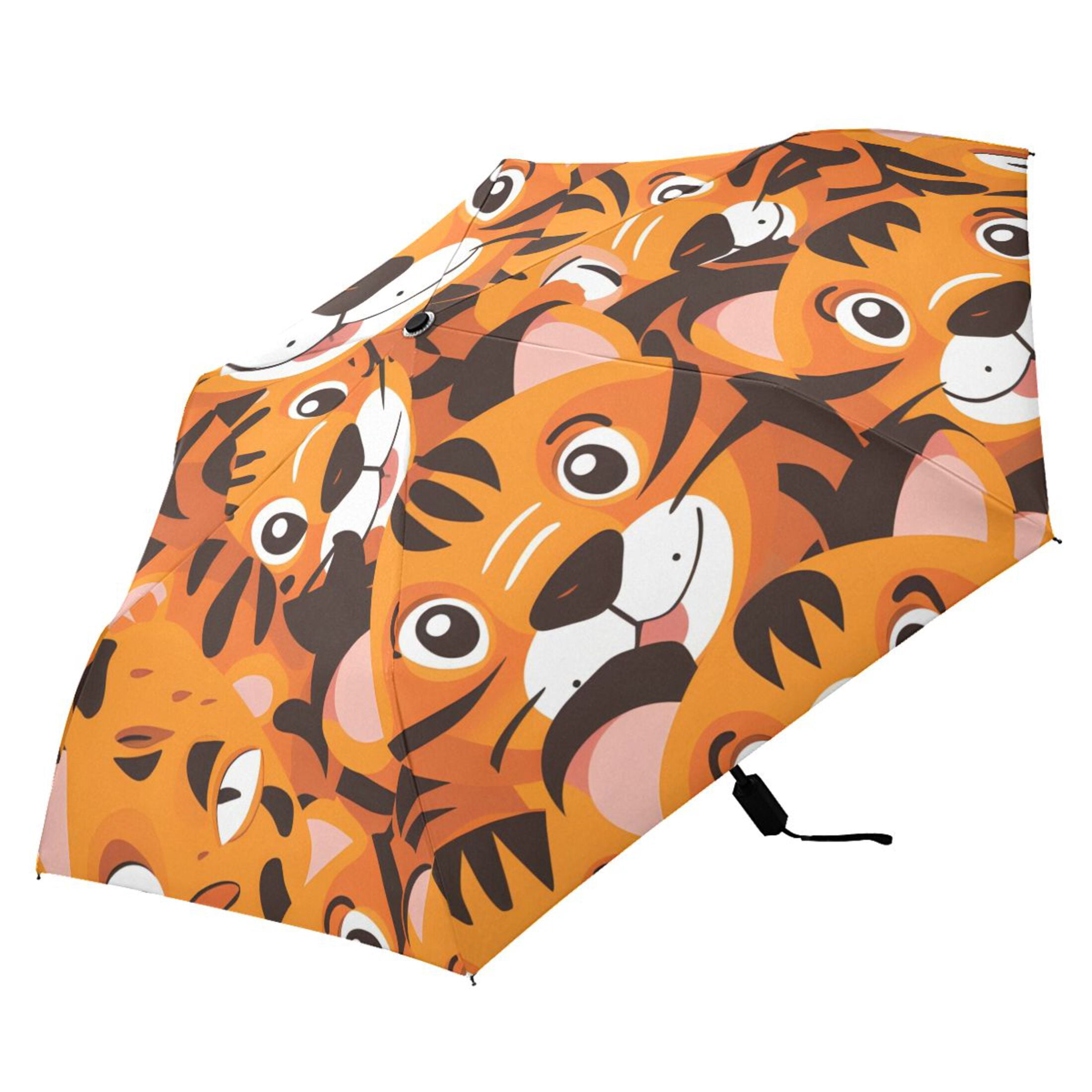 Cute Baby Tigers Compact Sun Umbrella Windproof Travel Umbrellas for Rain Strong Portable UV Protection