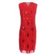 thumbnail image 1 of Womens Floral Sequin Art Deco Sleeveless 1920s Flapper Inspired Dress, 1 of 1