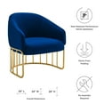 thumbnail image 4 of Armchair Accent Chair, Blue Navy, Velvet, Modern Contemporary, Mid Century Living Hotel Lounge Cafe Lobby, 4 of 8