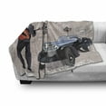 thumbnail image 3 of Urban Soft Flannel Fleece Throw Blanket, London and Paris Streets with Musicians Retro Cars Cafes Old Town View Print, Cozy Plush for Indoor and Outdoor Use, 60" x 80", Warm Taupe Black, by Ambesonne, 3 of 6