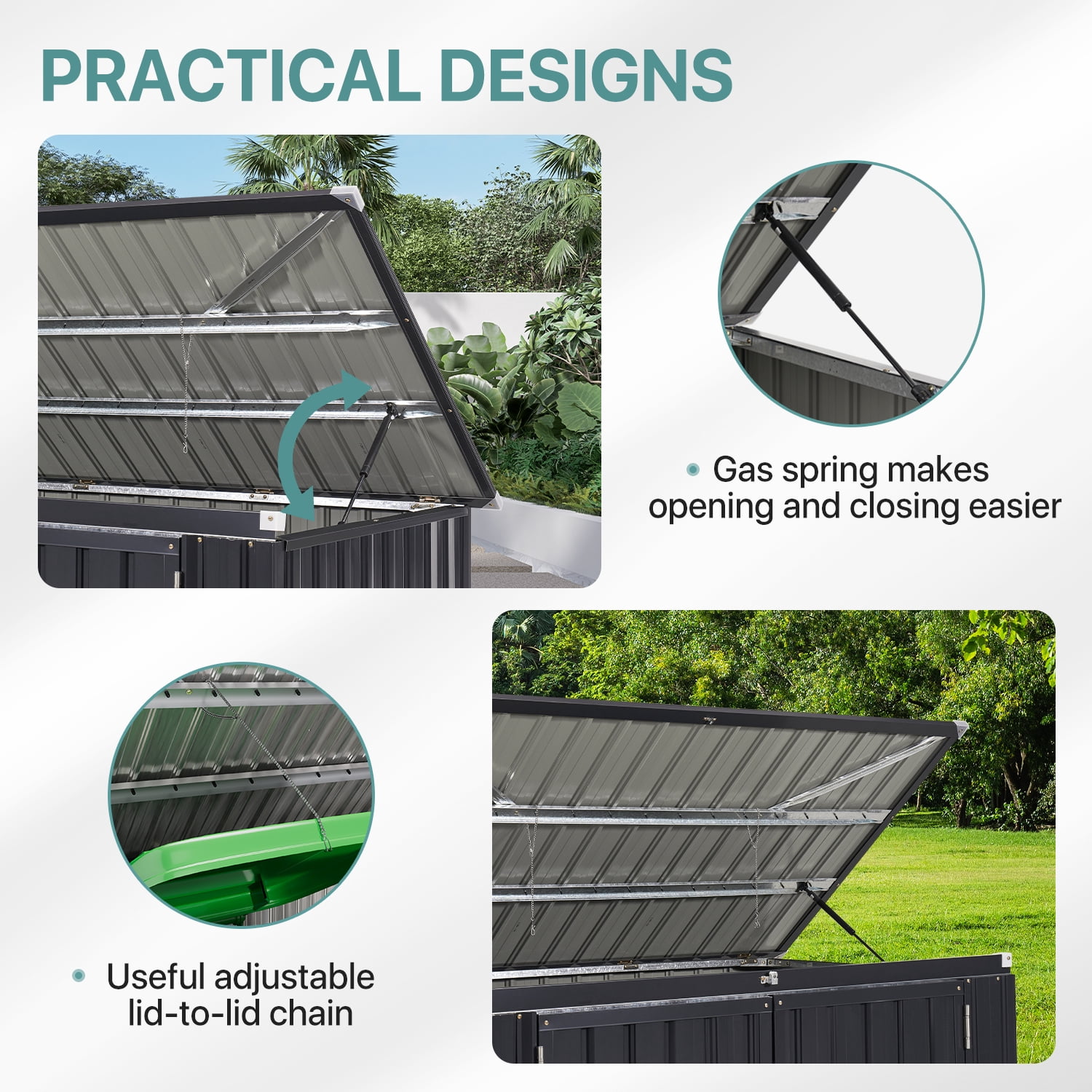 Bapipro 3.3’ x 5.6’ Storage Shed Outdoor Metal Garbage Can Shed with Lockable Doors and Easy Lift Hinges, Black
