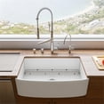 thumbnail image 1 of Pemberly Row White Curved Apron 33" x 20" Single Bowl Fireclay Farm Sink w/ Grid, 1 of 9