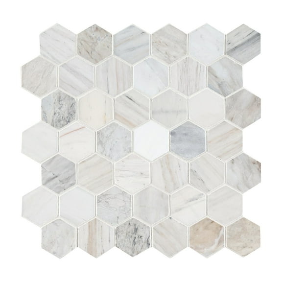 MSI Angora Hexagon Sample Honed Mosaic Marble Floor And Wall Tile