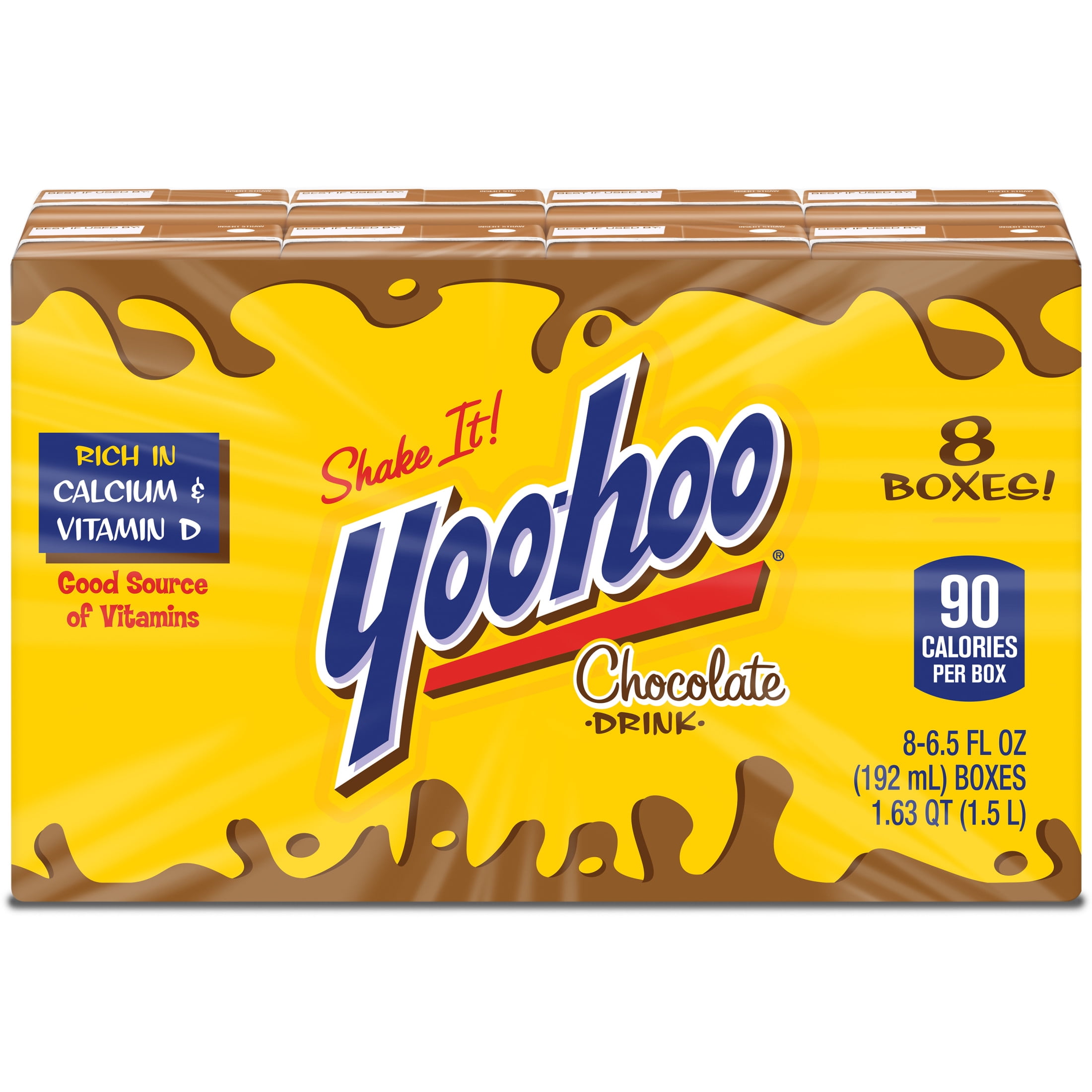 (4 pack) Yoo-hoo Chocolate Drink, 6.5 fl oz, 8 Pack Boxes, Rich Flavor, Caffeine Free