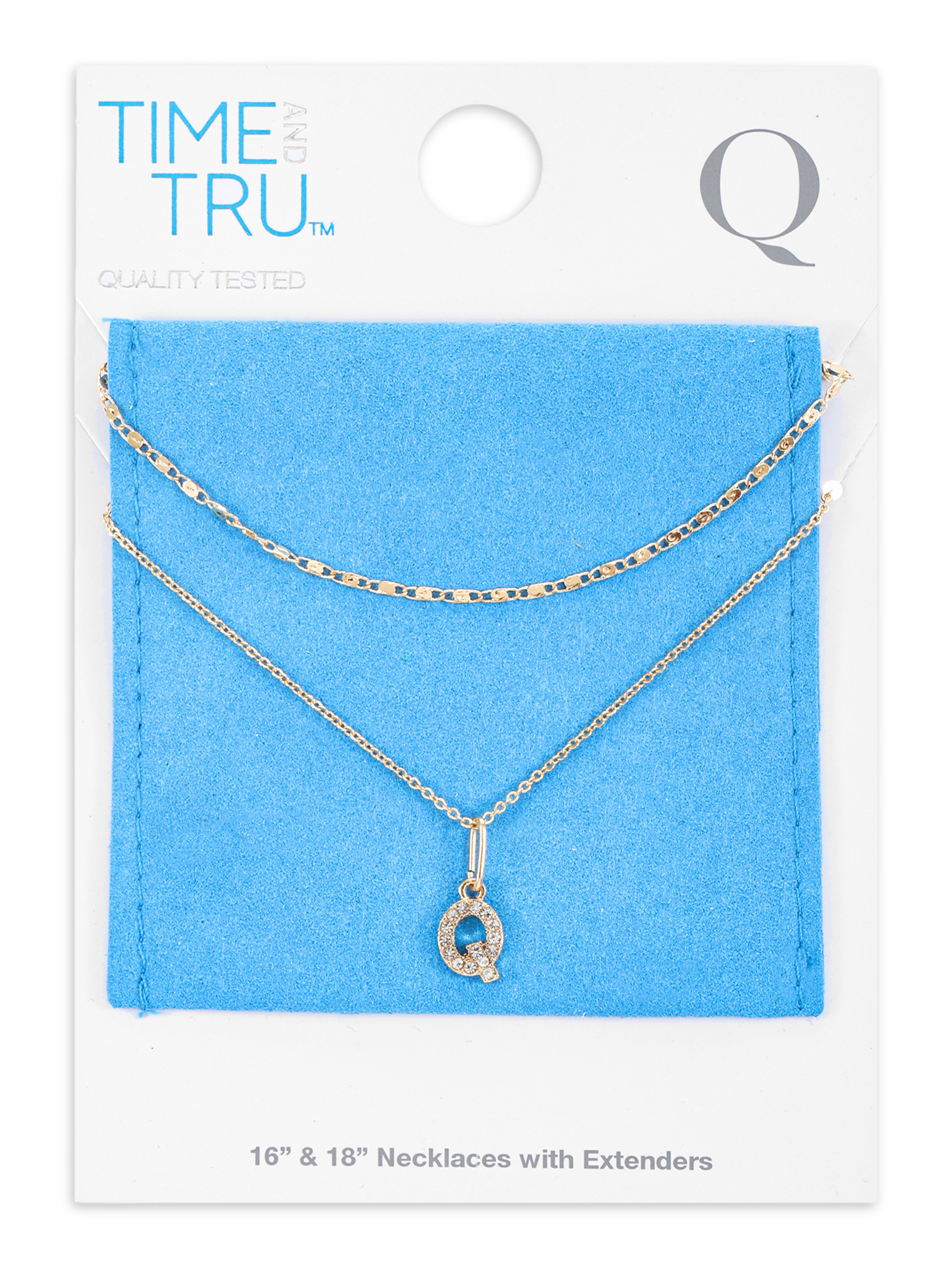 Time and Tru Goldtone Initial Letter Necklace Set for Women, 2 Piece Set