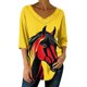 thumbnail image 3 of TaTaai Womens 3/4 Sleeve V Neck Printed Tops Casual Loose Fit Pullover Blouses Soft Lightweight Comfy Spring Summer Daily Wear Shirts for Women Gift, 3 of 5