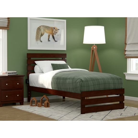 AFI Oxford 14" Twin Wood Platform Bed Frame with Headboard and Footboard, Walnut