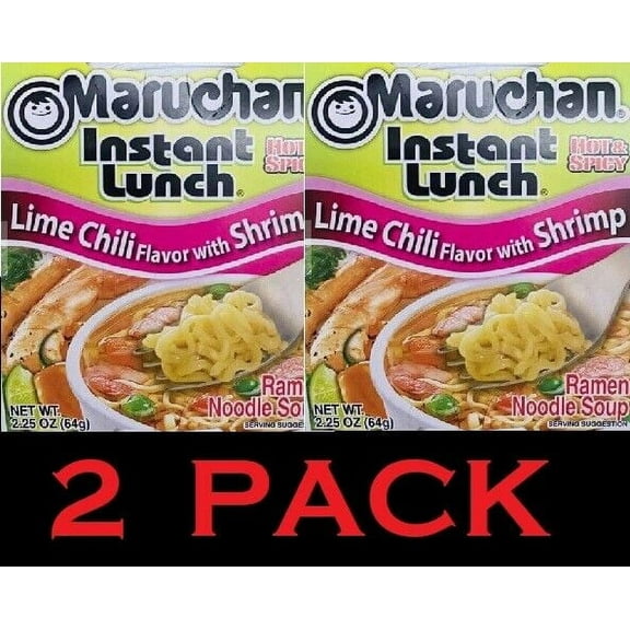 2x Maruchan Instant Lunch Ramen Noodles LIME CHILI SHRIMP Soup Cup 2.25 oz 2 PK