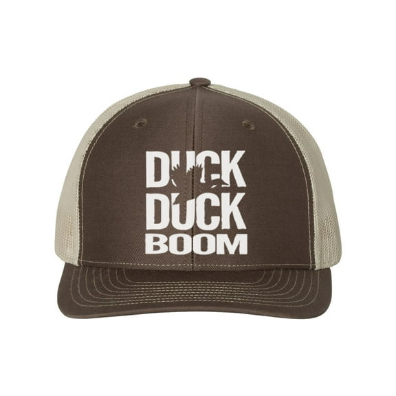 Duck Hunting Hat, Duck Duck Boom, Waterfowl Hat, Adjustable, Hunting Hat, Hunting And Fishing, Gift For Him, Duck Hunting, Ducks, White Text, Brown/Khaki