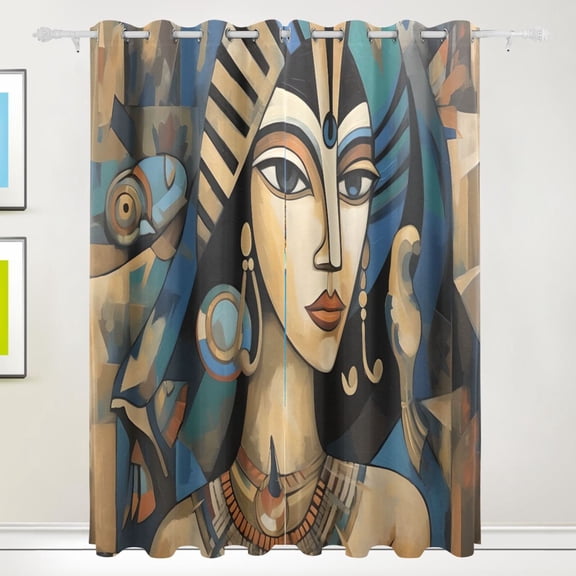 The Queen Of Egypt Abstract Black Out Curtains 72 Inch Length Curtains for Sliding Glass Doors Bedroom Living Room 2 Pack