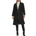 thumbnail image 2 of INSPIRE CHIC Women's Winter Notch Lapel Double-Breasted Mid-Length Long Coat XS Black, 2 of 6