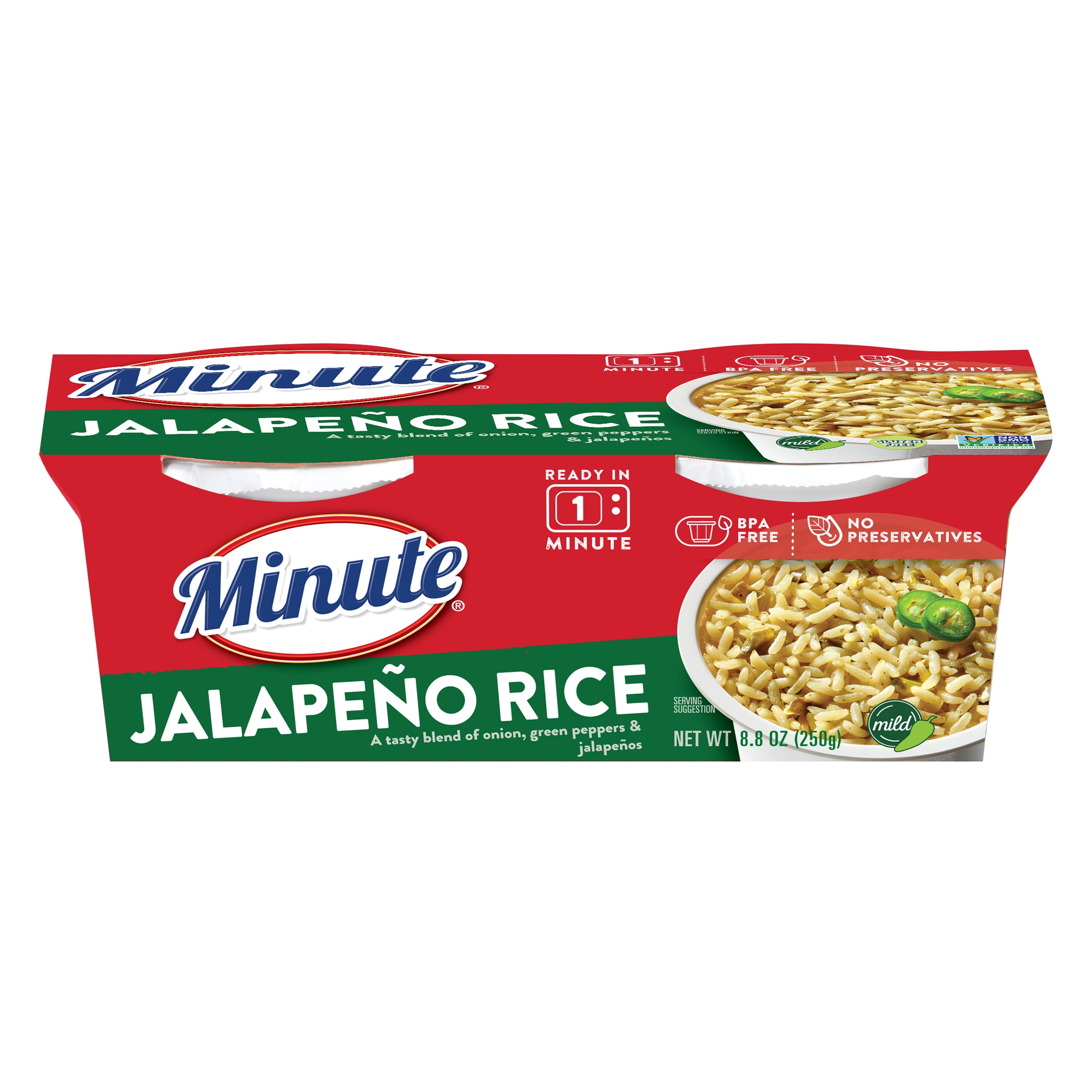 Minute Jalapeno Rice, Microwaveable Rice Cups, 4.4 oz, 2 Ct