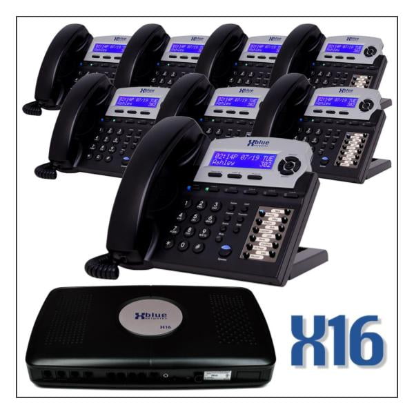 XBLUE X16 Office Phone System w/8 Phones Auto Attendant, Voicemail