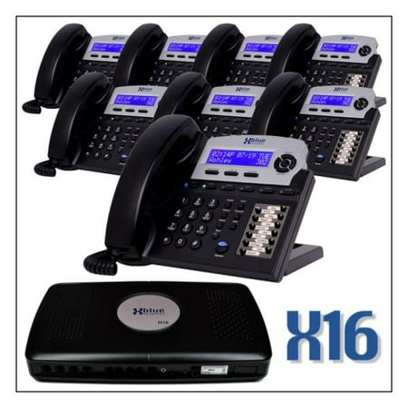 XBLUE X16 Office Phone System w/8 Phones - Auto Attendant, Voicemail, Caller ID, Paging, (Best Auto Attendant Phone System)