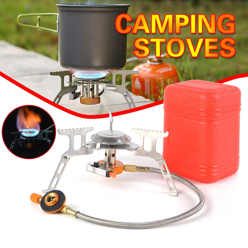 Portable Camping Gas Stoves And Pot Sets Aluminum Alloy Compact Travelers Burner 