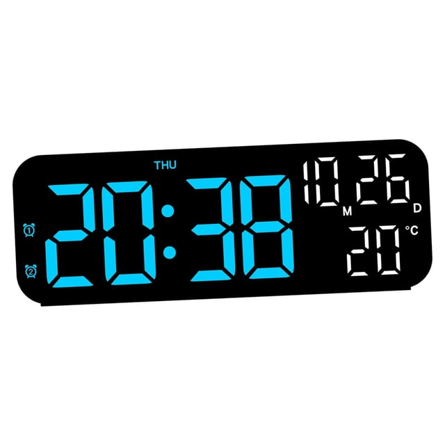 Reloj despertador digital LED Dst electrónico con brillo ajustable de 3 niveles. Azul negro