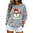 thumbnail image 6 of Jsaierl Women's Christmas Sweatshirts Funny Snowman Graphic Sweatshirt Party Work Pullover Crewneck Holiday Long Sleeve Tops S-2XL, 6 of 7