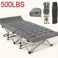 thumbnail image 7 of 75 Inch Heavy-Duty Queen Size Folding Camping Bed, 10-Leg Stable Support Outdoor Cot with Mattress & Side Pockets, Portable Winter Camping Equipment, 7 of 7