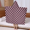 thumbnail image 5 of Black and Pink Checkerboard Pattern Hooded Bath Towel，50"x30" for Ages 3 To 12 Kids, Quick Dry Lightweight Soft Microfiber Hood Beach Towel Cover Up for Kids, 5 of 7