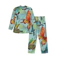 thumbnail image 2 of Kll Retro Flying Butterflies Sleepwear Mens Flannel Pajamas,Long Cotton Pj Set, 2 of 9