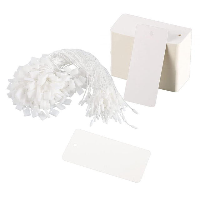 200 Pieces Price Tags with Attached Fastener String Clothing Labels Marking Tags White