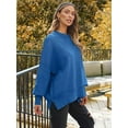 thumbnail image 5 of SMZ Women's Oversized Batwing Sweaters 2024 Fall Outfits Crewneck Ribbed Knit Side Slit Trendy Pullover Tops, 5 of 7