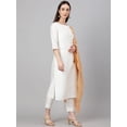 thumbnail image 6 of Janasya Indian Women's Off White Crepe Silk Solid Kurta with Pant and Dupatta, 6 of 9