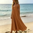 thumbnail image 4 of Ygbgbb Women's Spaghetti Strap Pleated Maxi Dress, Flowy Sundress, Pleated Design Lightweight Dress for Beach & Vacation Orange XL, 4 of 8
