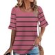 thumbnail image 2 of Blusas de Manga Corta para las Mujeres, Moda Verano Impreso, Blusas de Cuello Redondo, Chaqueta de Manga Corta para las Mujeres, 2 of 7